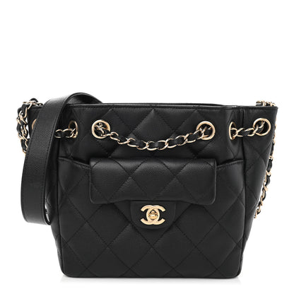 Chanel Caviar Quilted Flap Bucket Bag Black 1 of 11