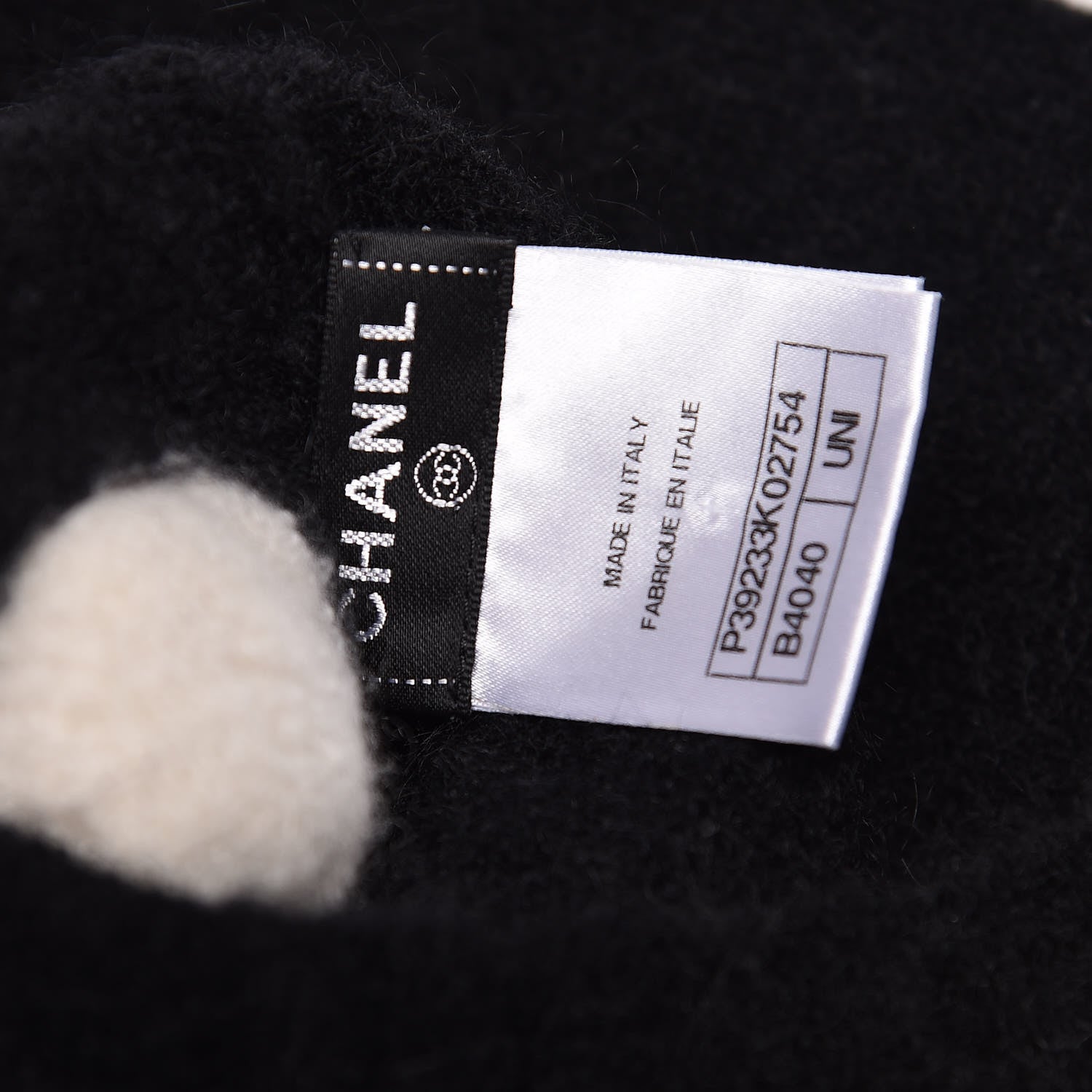Chanel Mohair Wool Camellia CC Scarf Black White 5 of 5