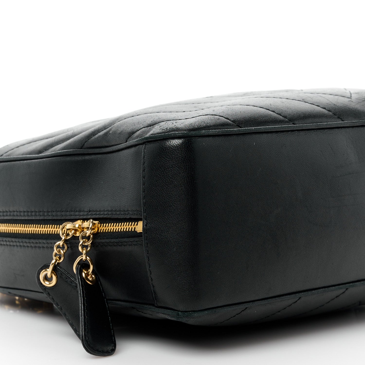 Chanel Lambskin Chevron Quilted Camera Case Black 12 of 15