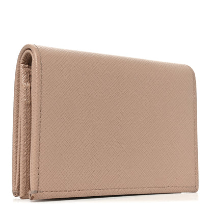 Prada Saffiano Triangle Bi-Fold Compact Wallet Cipria 3 of 6