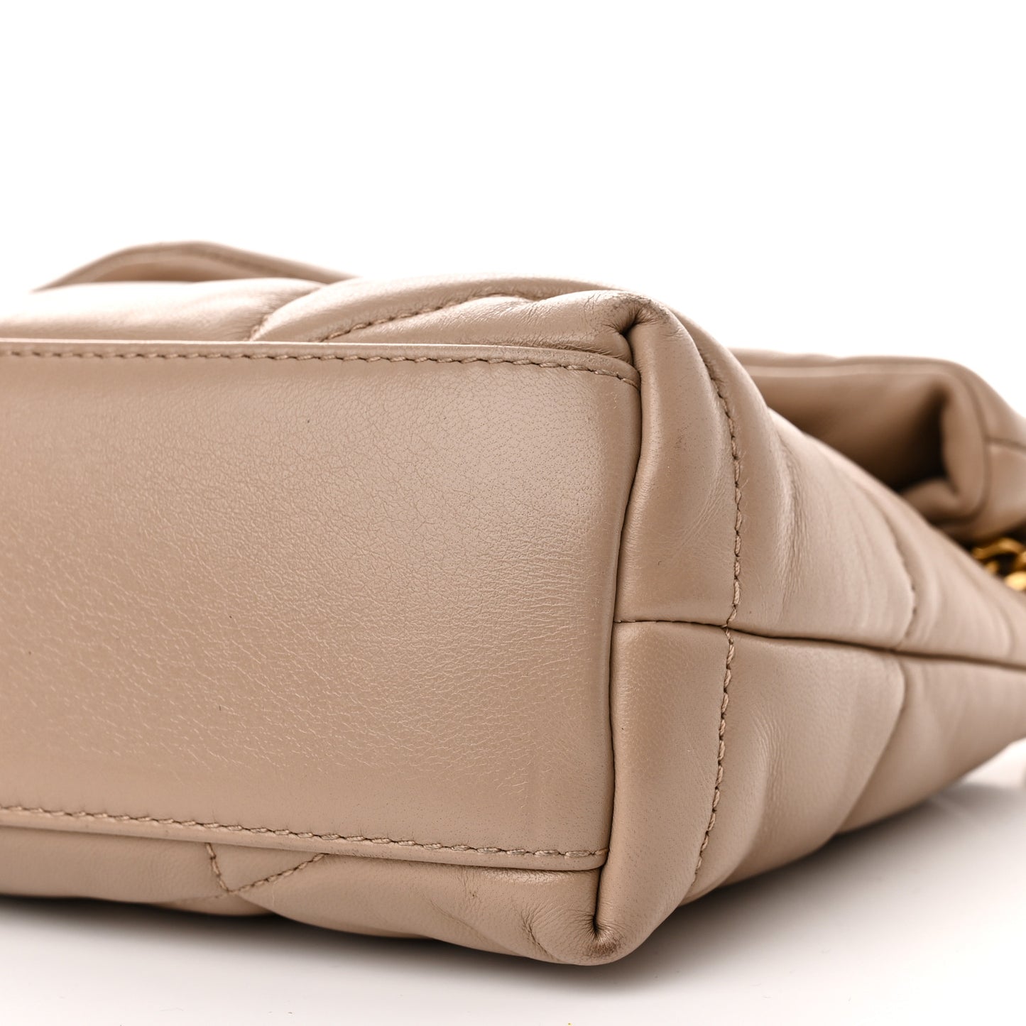 Lambskin Quilted Toy Loulou Puffer Monogram Chain Satchel Dark Beige