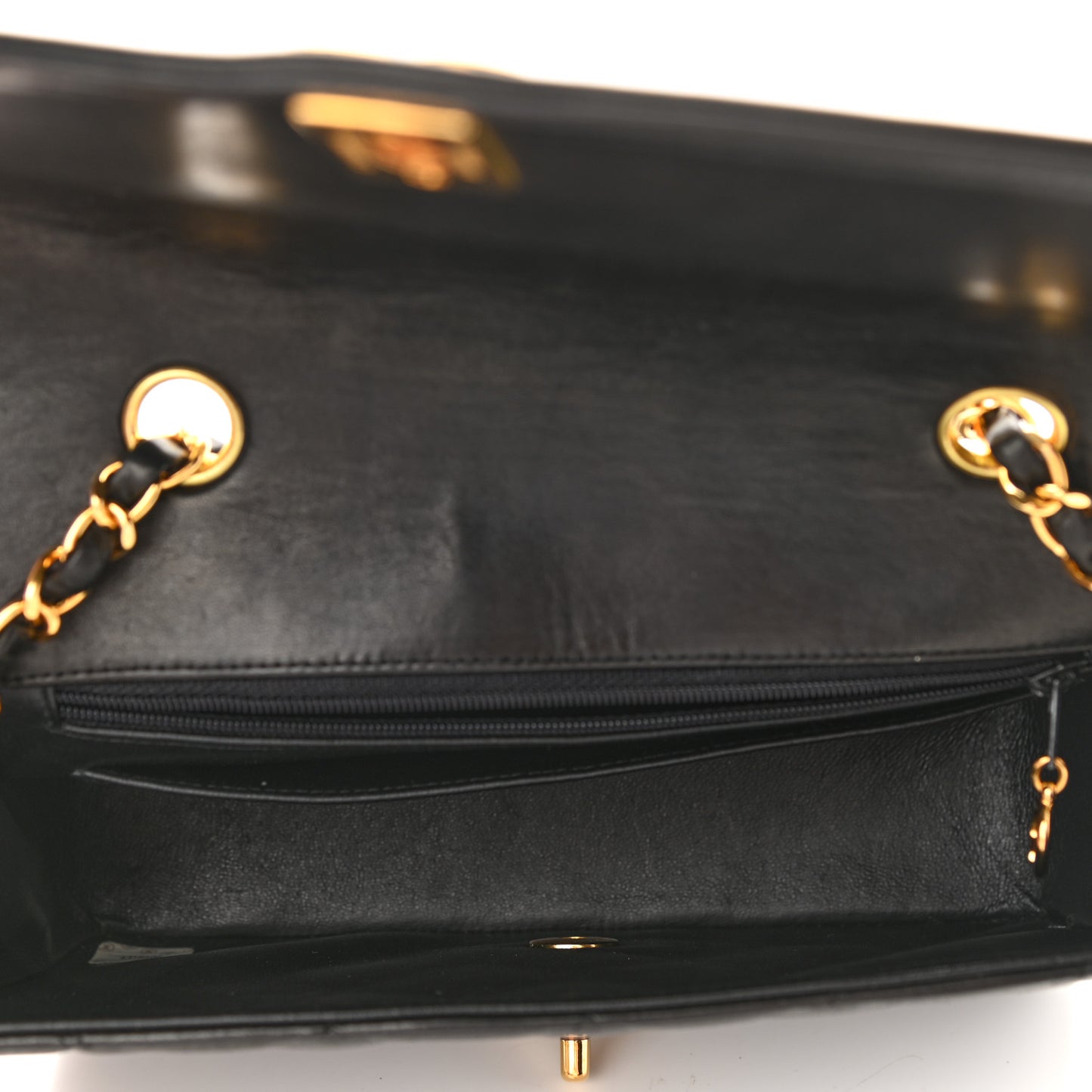 Lambskin Quilted Small Single Flap Black