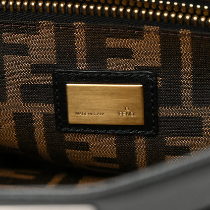 Fendi Goatskin Zucca Medium Peekaboo Iconic Satchel Black Tobacco 7 of 17