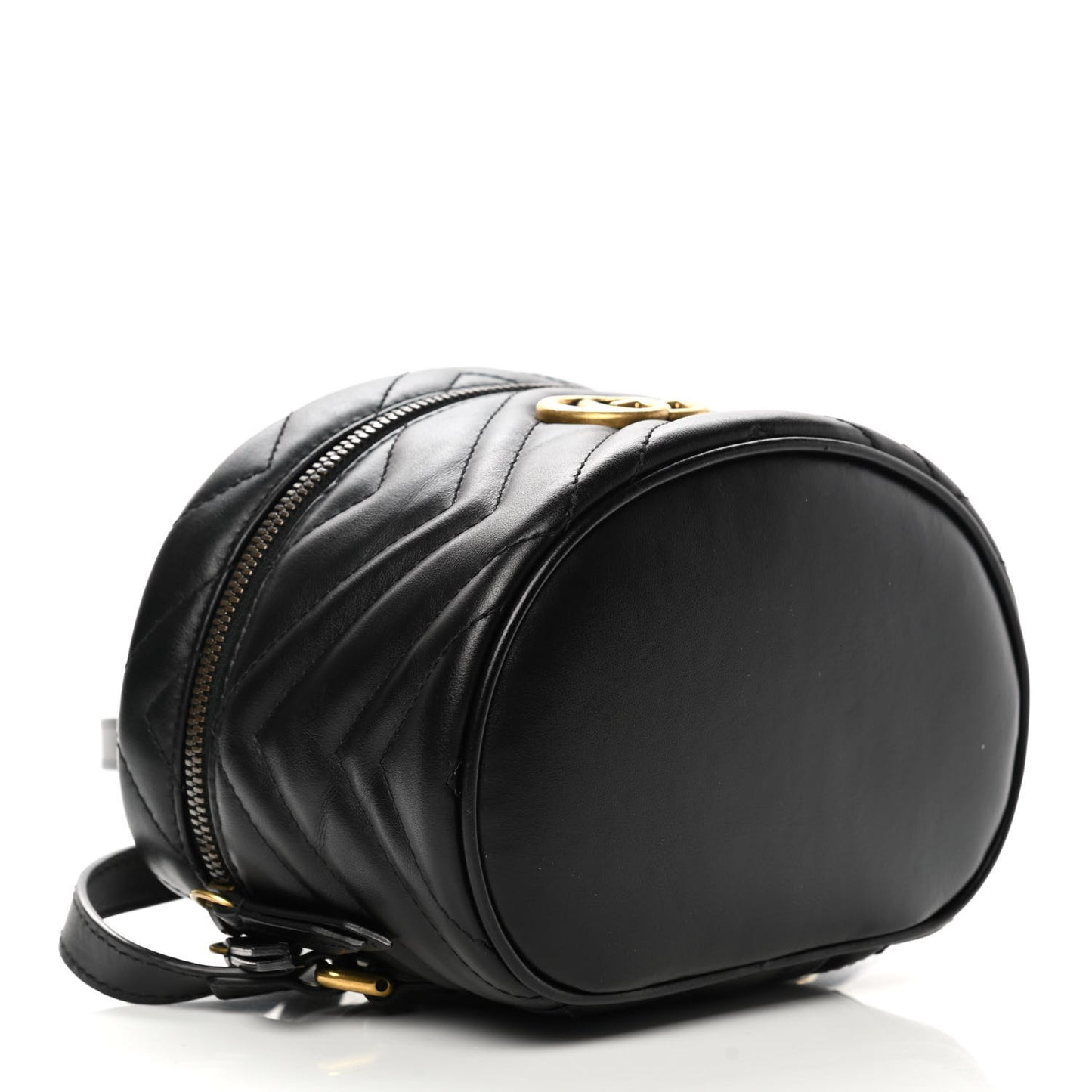 Calfskin Matelasse Mini GG Marmont Round Backpack Black