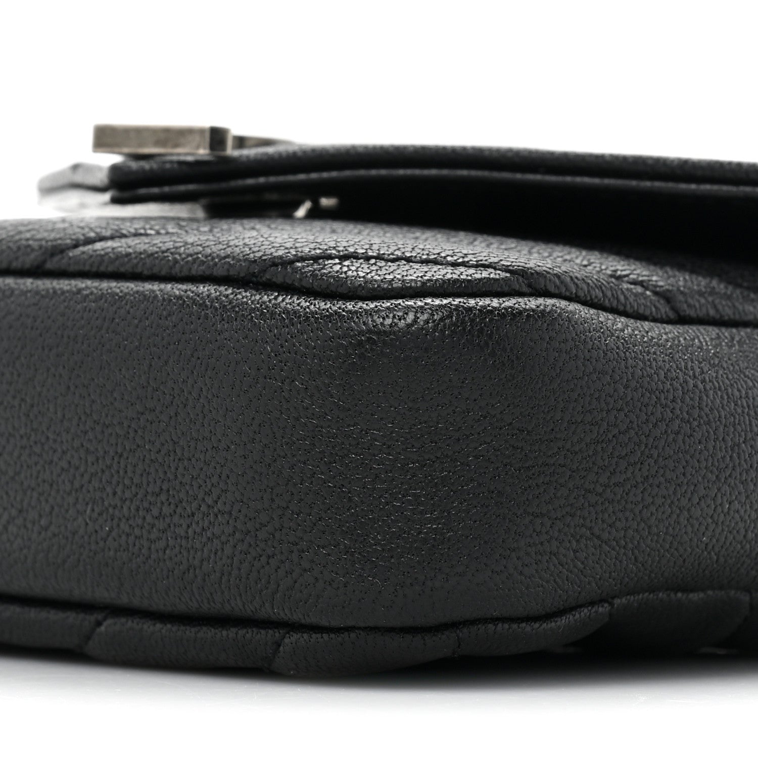 Saint Laurent Sheepskin Matelasse Chevron Monogram Mini College Bag Black 8 of 10