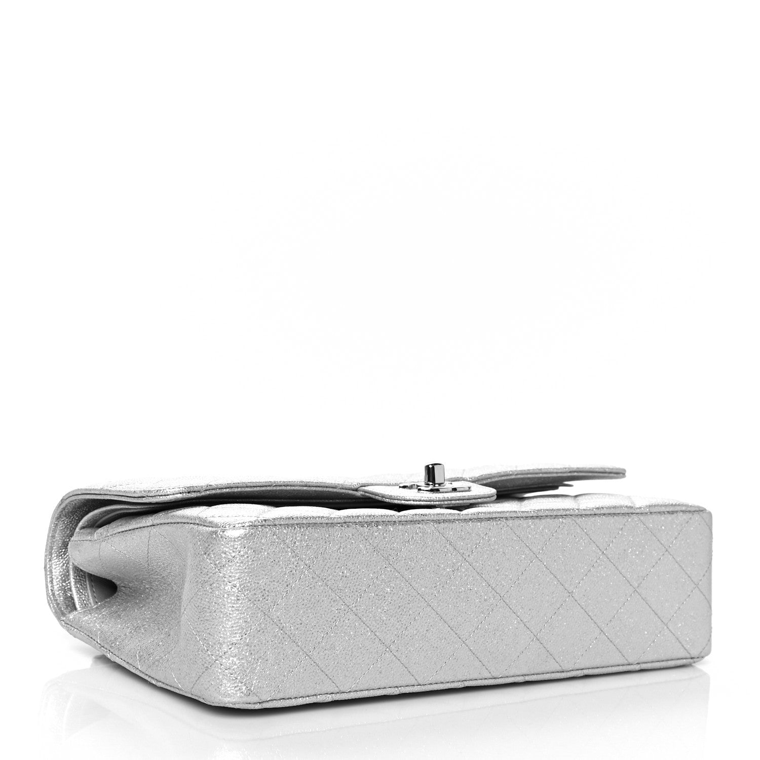 Chanel Glittered Metallic Caviar Quilted Medium Double Flap Silver 3 of 9