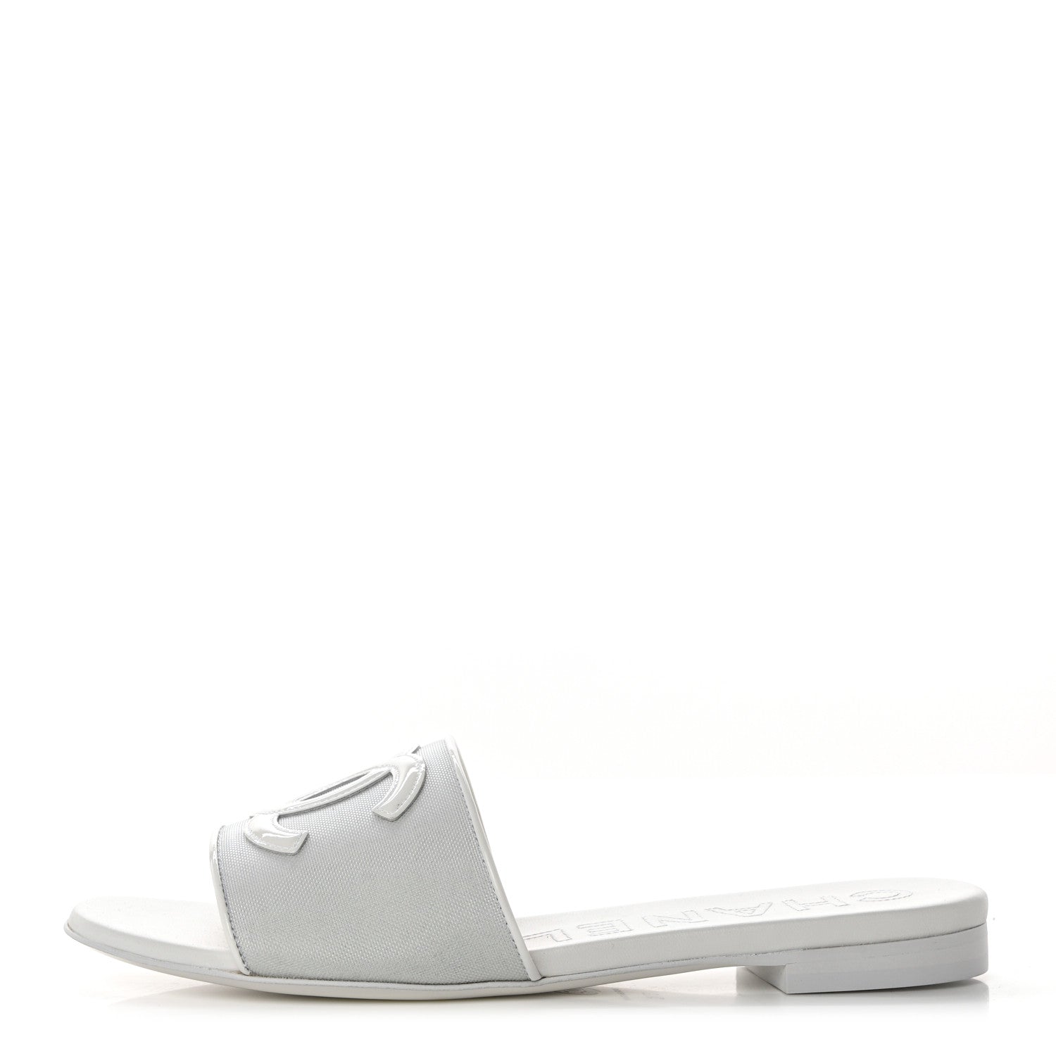 Chanel Mesh Patent Calfskin CC Mules 37 White 1 of 9