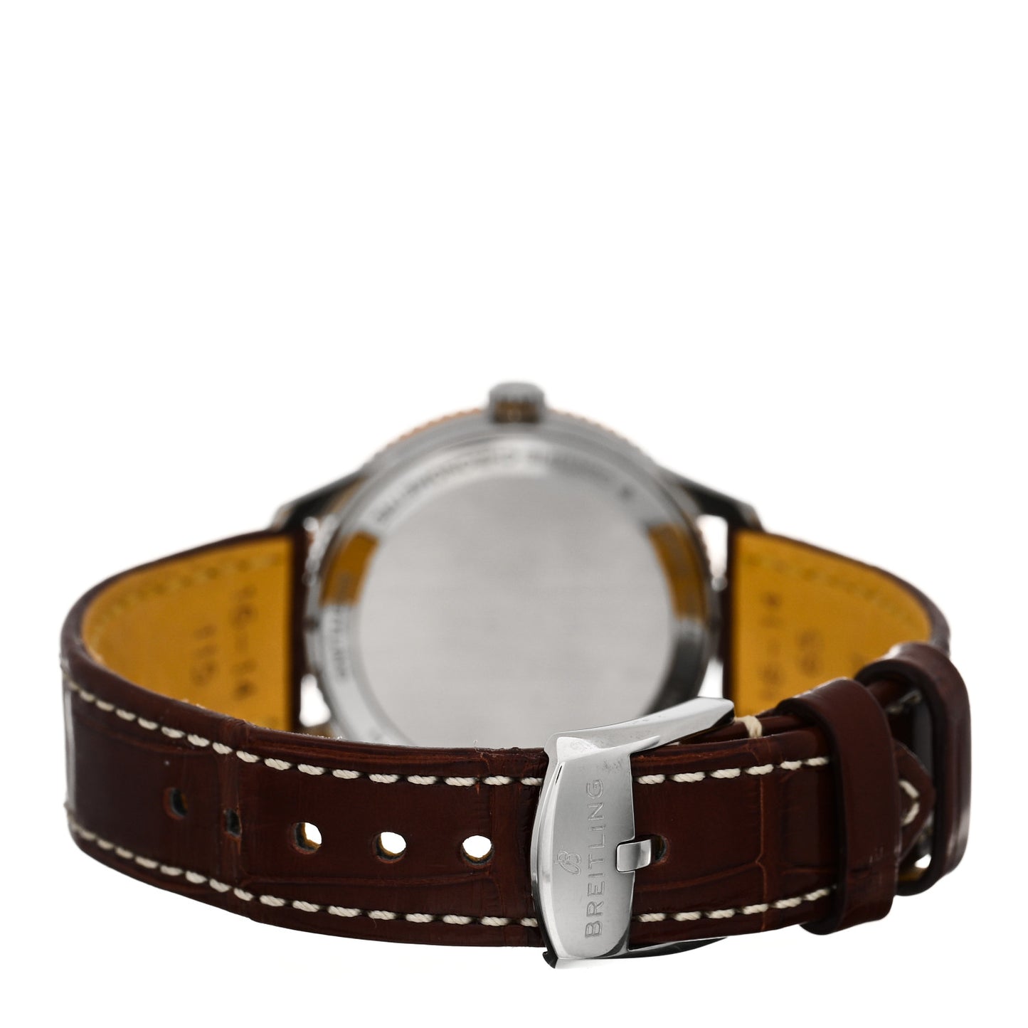 Stainless Steel 18K Rose Gold Alligator Diamond Mother of Pearl 32mm Navitimer Quartz Watch U77320