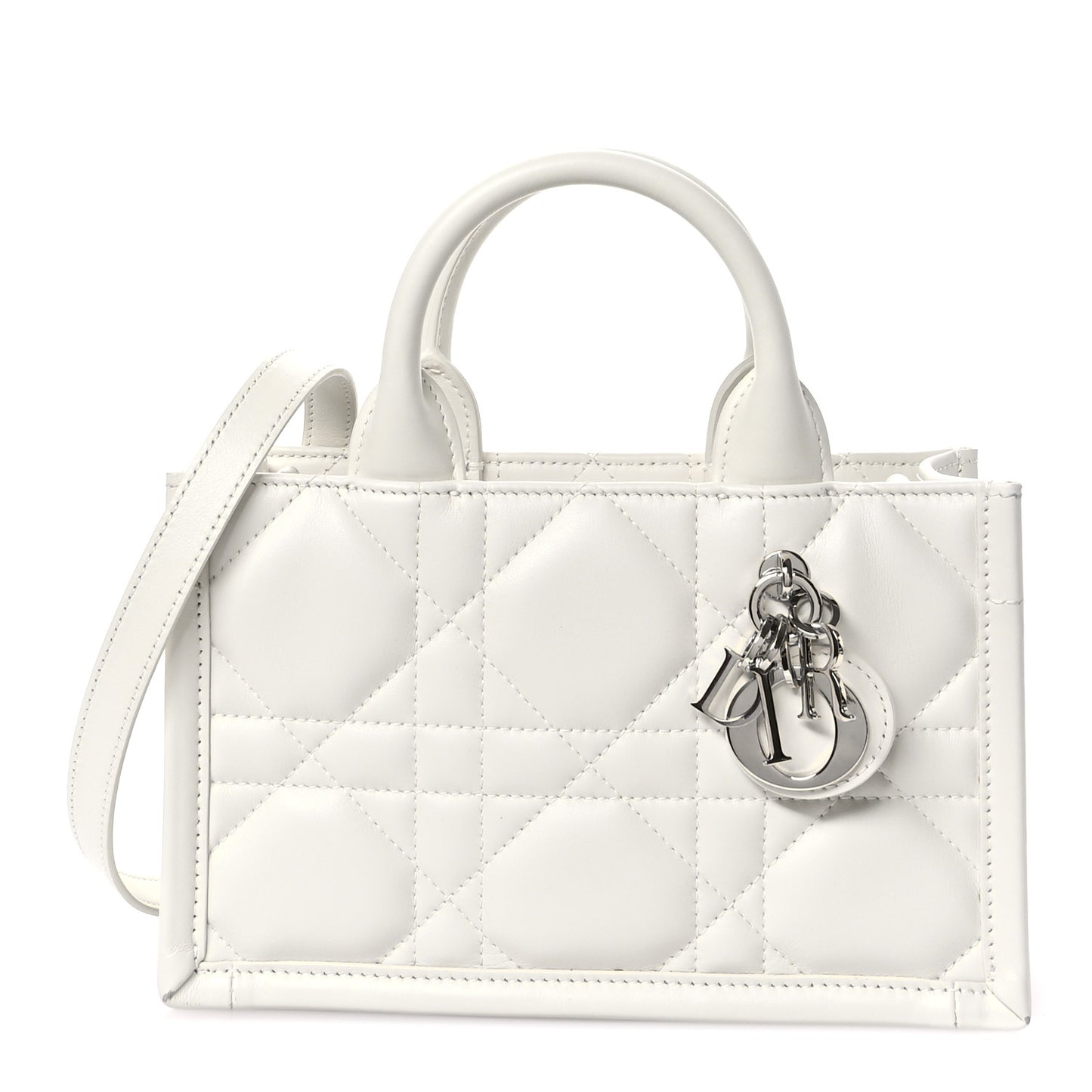 Calfskin Macrocannage Mini Book Tote White