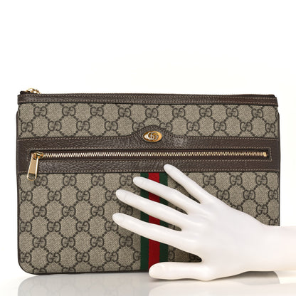 Gucci GG Supreme Monogram Large Ophidia Pouch Clutch Brown 2 of 10