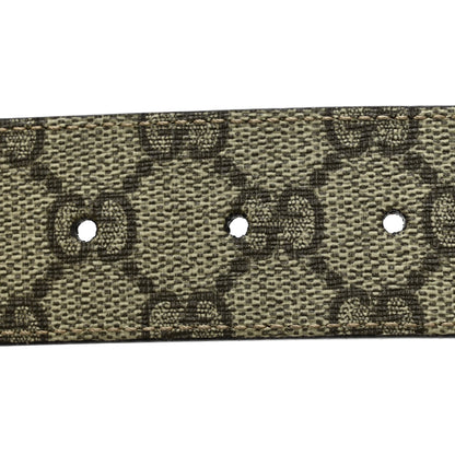 Gucci GG Supreme Monogram Plutone Calfskin Double G Reversible 37mm Belt 95 38 Beige Ebony New Cherry Red 4 of 5