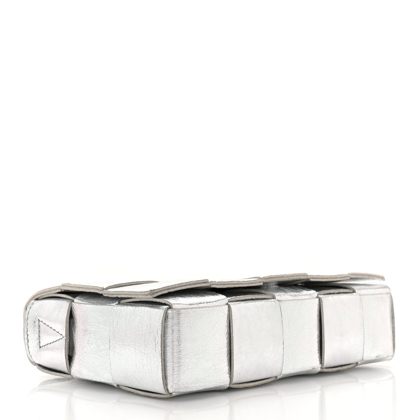 Metallic Lambskin Maxi Intrecciato Cassette Crossbody Bag Silver
