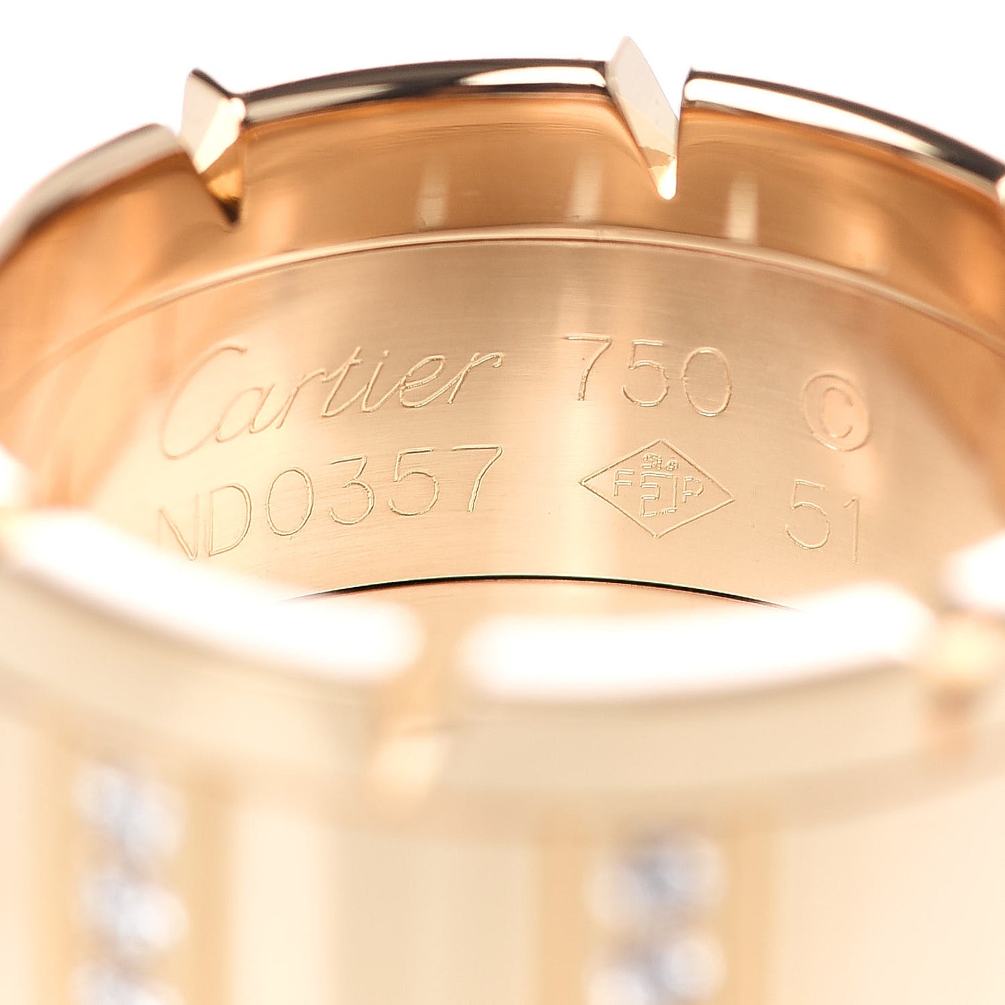 18K Yellow Gold Diamond Tank Francaise Ring 51 5.75