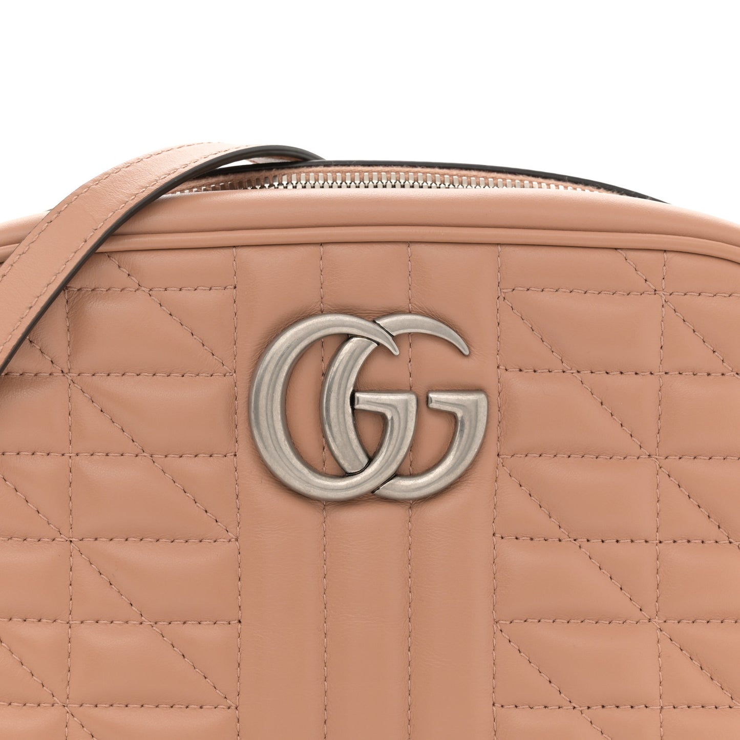 Calfskin Matelasse Aria Small GG Marmont Chain Shoulder Bag Camelia