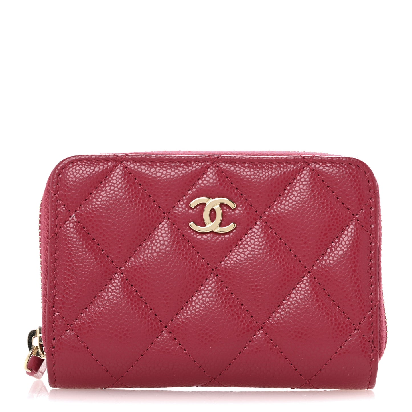 Caviar Quilted Zip Coin Purse Fuchsia