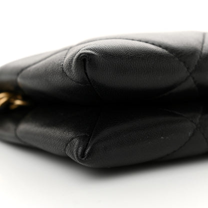Chanel Shiny Goatskin Quilted Small Chanel 19 Pouch With Handle Black 9 of 10
