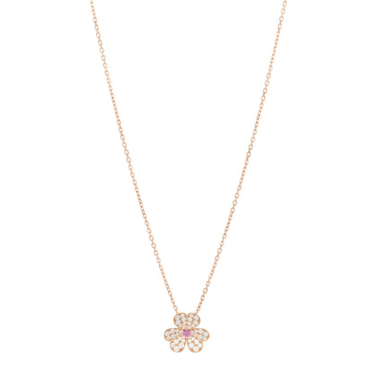 Van Cleef & Arpels 18K Rose Gold Diamond Pink Sapphire Small Frivole Pendant Necklace 1 of 4