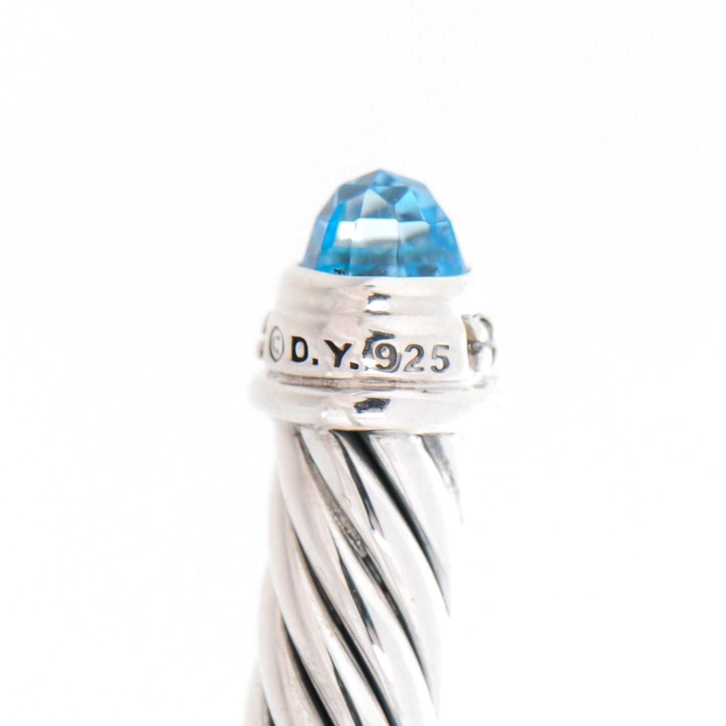 Sterling Silver Diamond Blue Topaz 5mm Cable Classics Bracelet