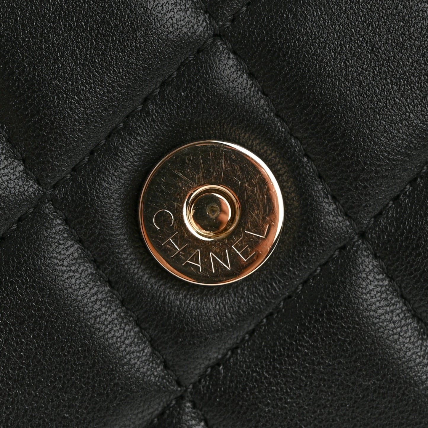 Lambskin Quilted Top Handle Flap Clutch With Chain Black