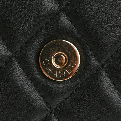 Chanel Lambskin Quilted Top Handle Flap Clutch With Chain Black 11 of 12