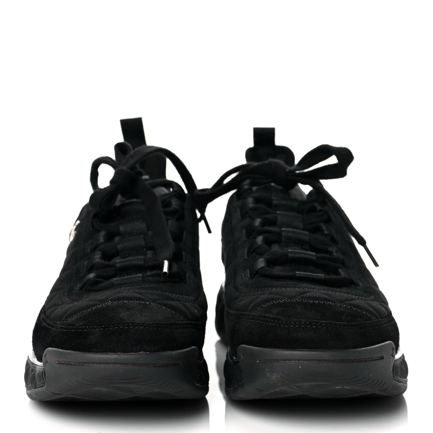 Suede Calfskin Mixed Fibers CC Sneakers 40 Black