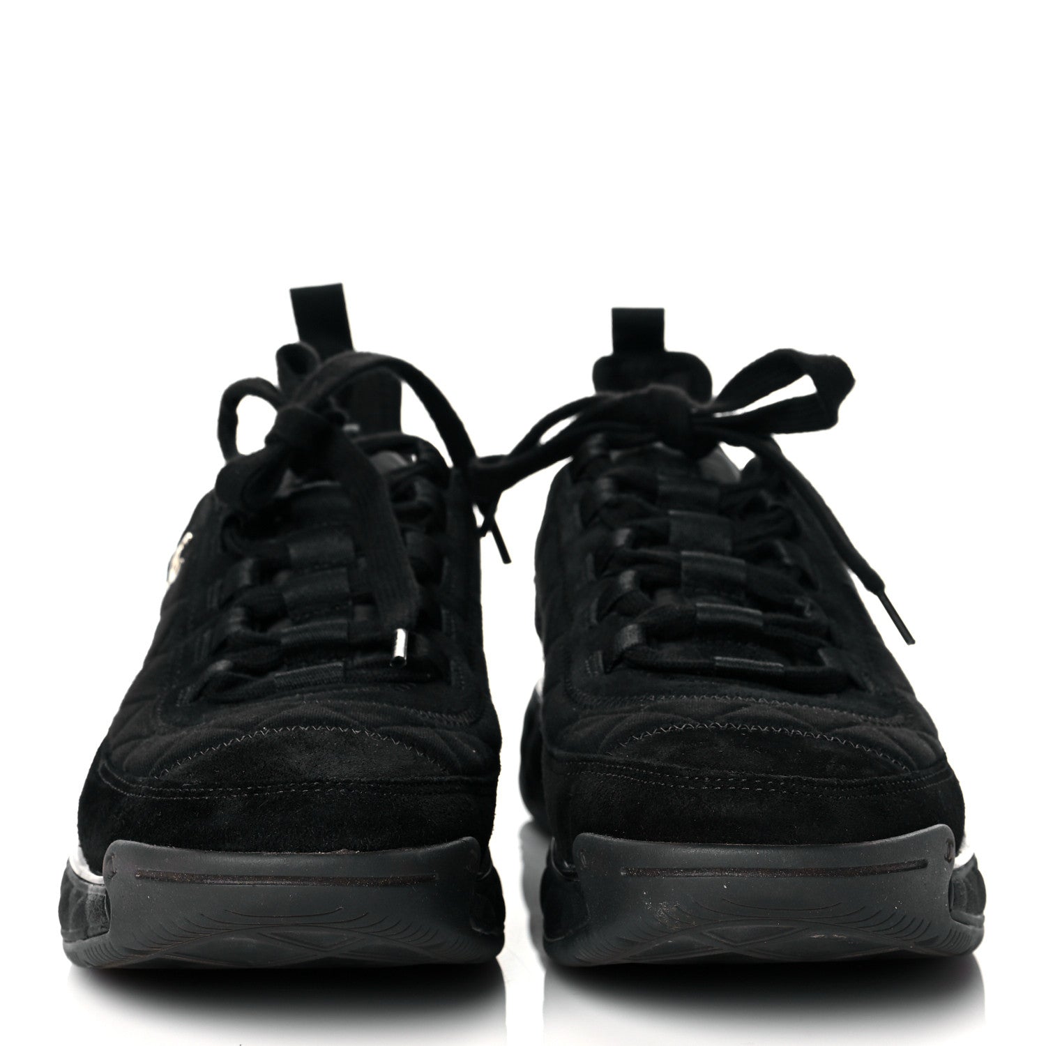 Chanel Suede Calfskin Mixed Fibers CC Sneakers 40 Black 2 of 10