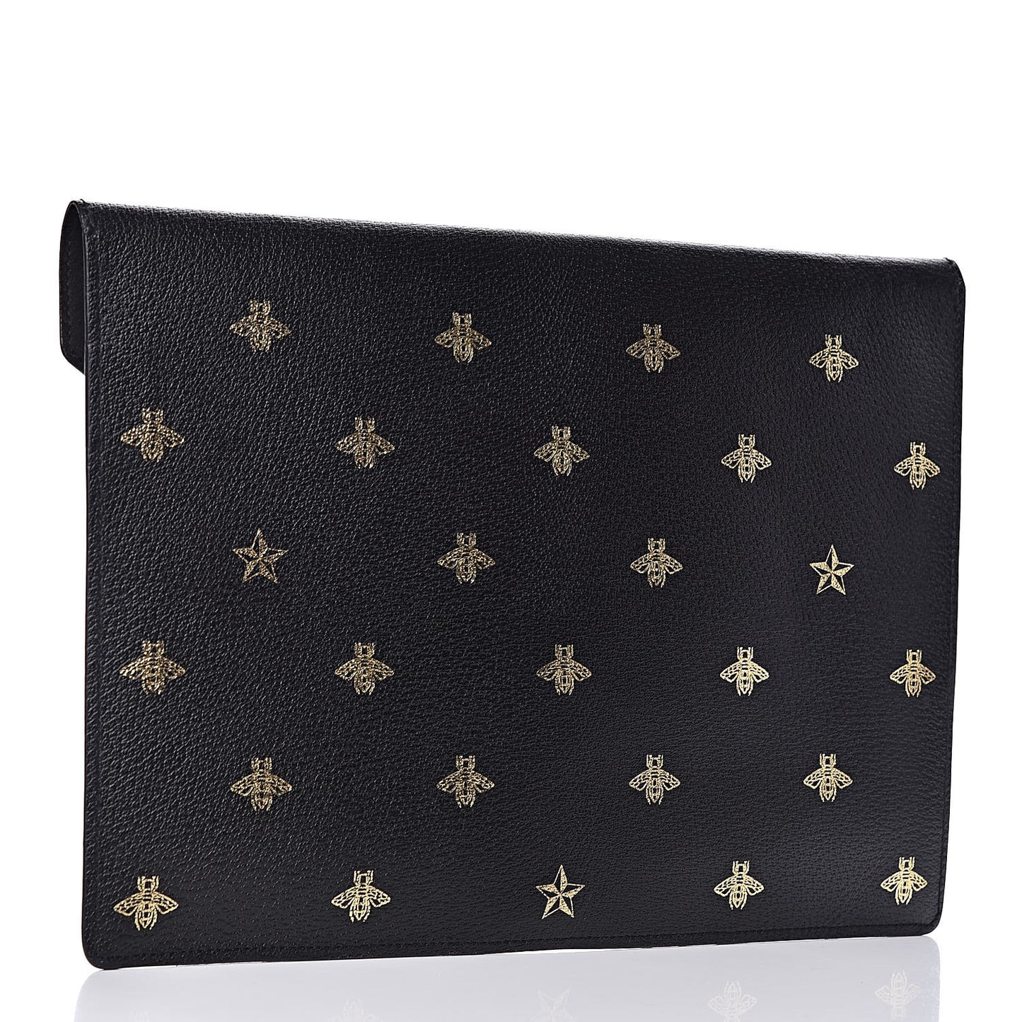 Grained Calfskin Bee Star Portfolio Black