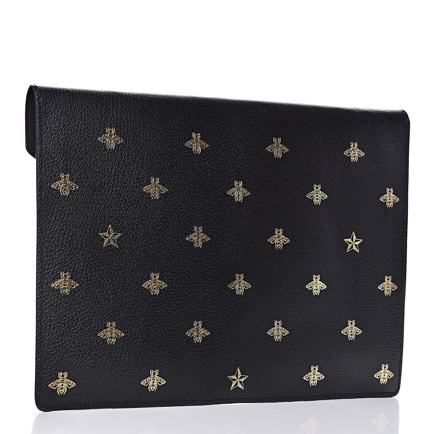 Gucci Grained Calfskin Bee Star Portfolio Black 3 of 7