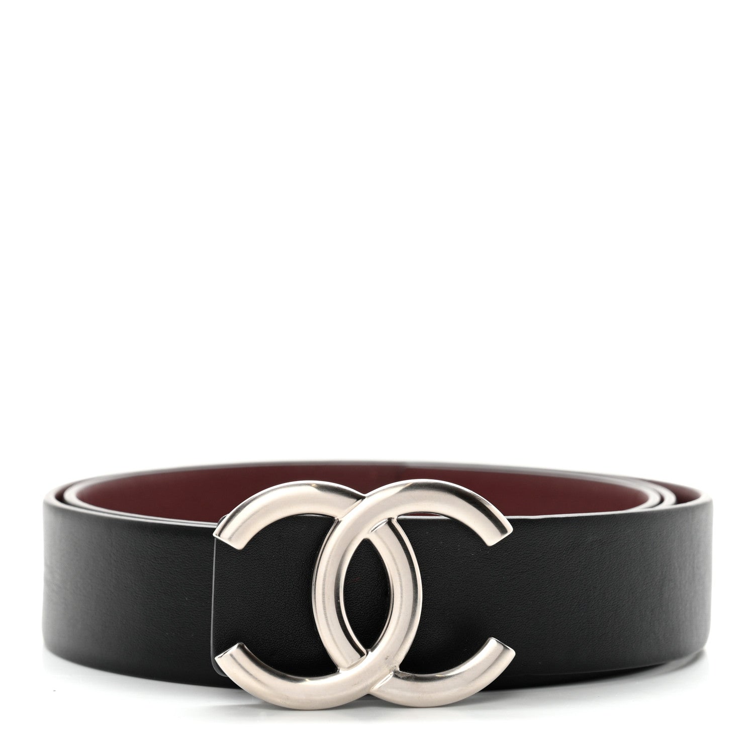 Chanel Calfskin CC Reversible Belt 85 34 Black Burgundy 1 of 10