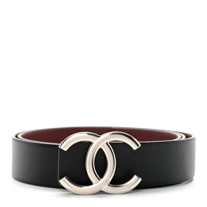 Chanel Calfskin CC Reversible Belt 85 34 Black Burgundy 1 of 10