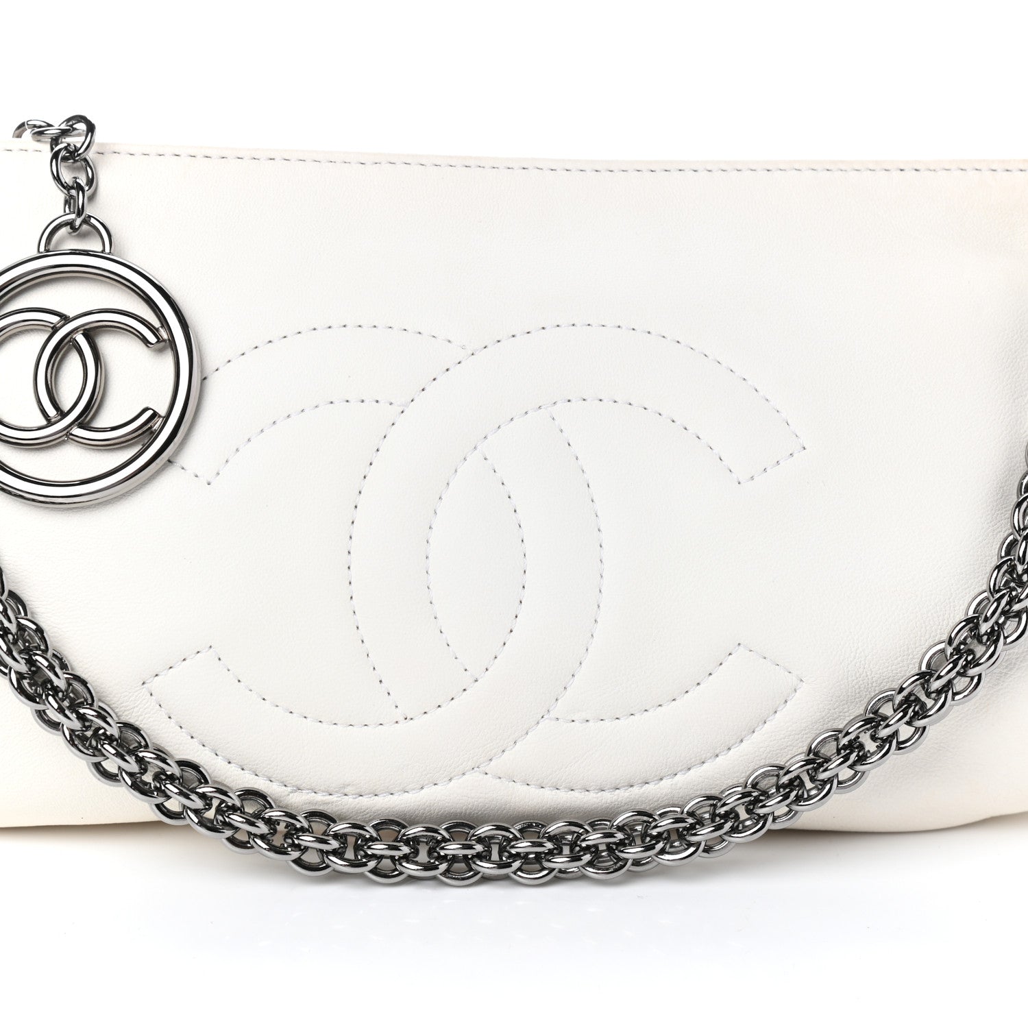 Chanel Lambskin Soft and Chain Pochette White 8 of 10