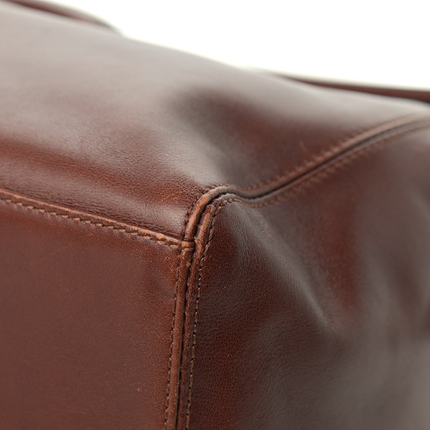Calfskin Logo Shoulder Bag Brown