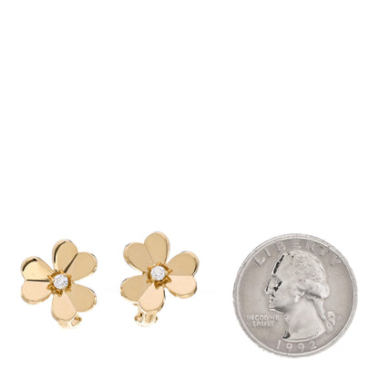 Van Cleef & Arpels 18K Yellow Gold Diamond Small Frivole Earrings 2 of 6