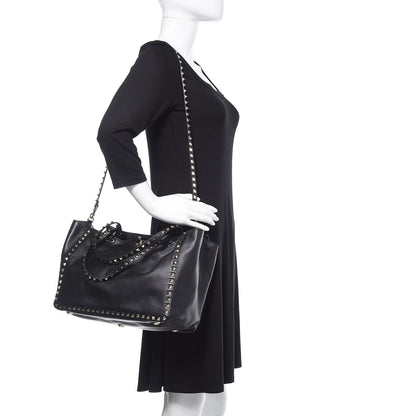Valentino Garavani Vitello Medium Rockstud Tote Black 2 of 10