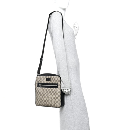 Gucci GG Supreme Monogram Flat Messenger Bag Beige Black New Acero 2 of 13