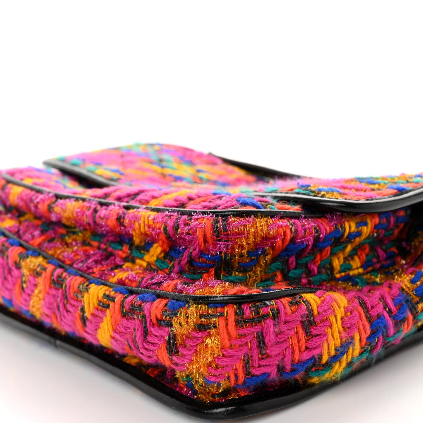 SAINT LAURENT Tweed Calfskin Matelasse Monogram Medium Niki Chain Satchel Multicolor