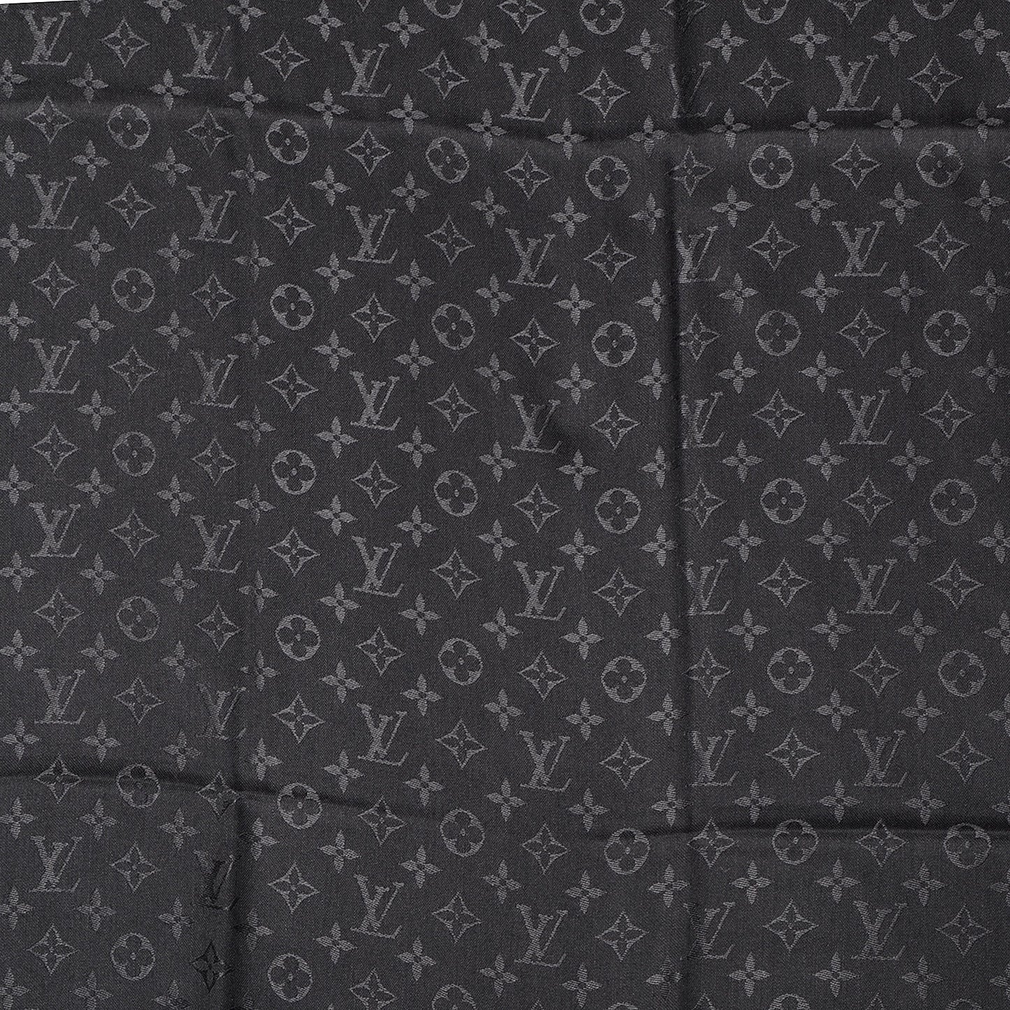 Silk Wool Monogram Shawl Anthracite