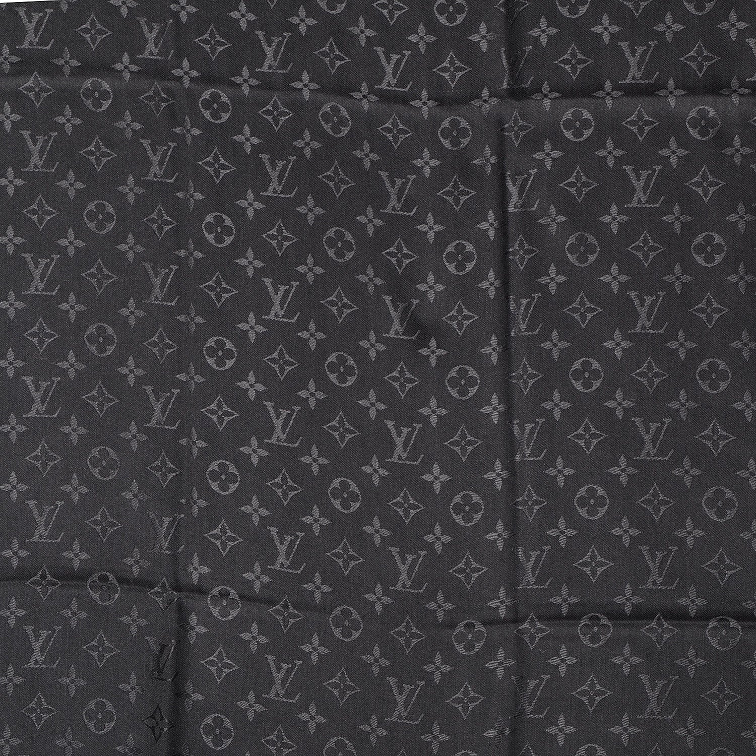 Louis Vuitton Silk Wool Monogram Shawl Anthracite 1 of 5