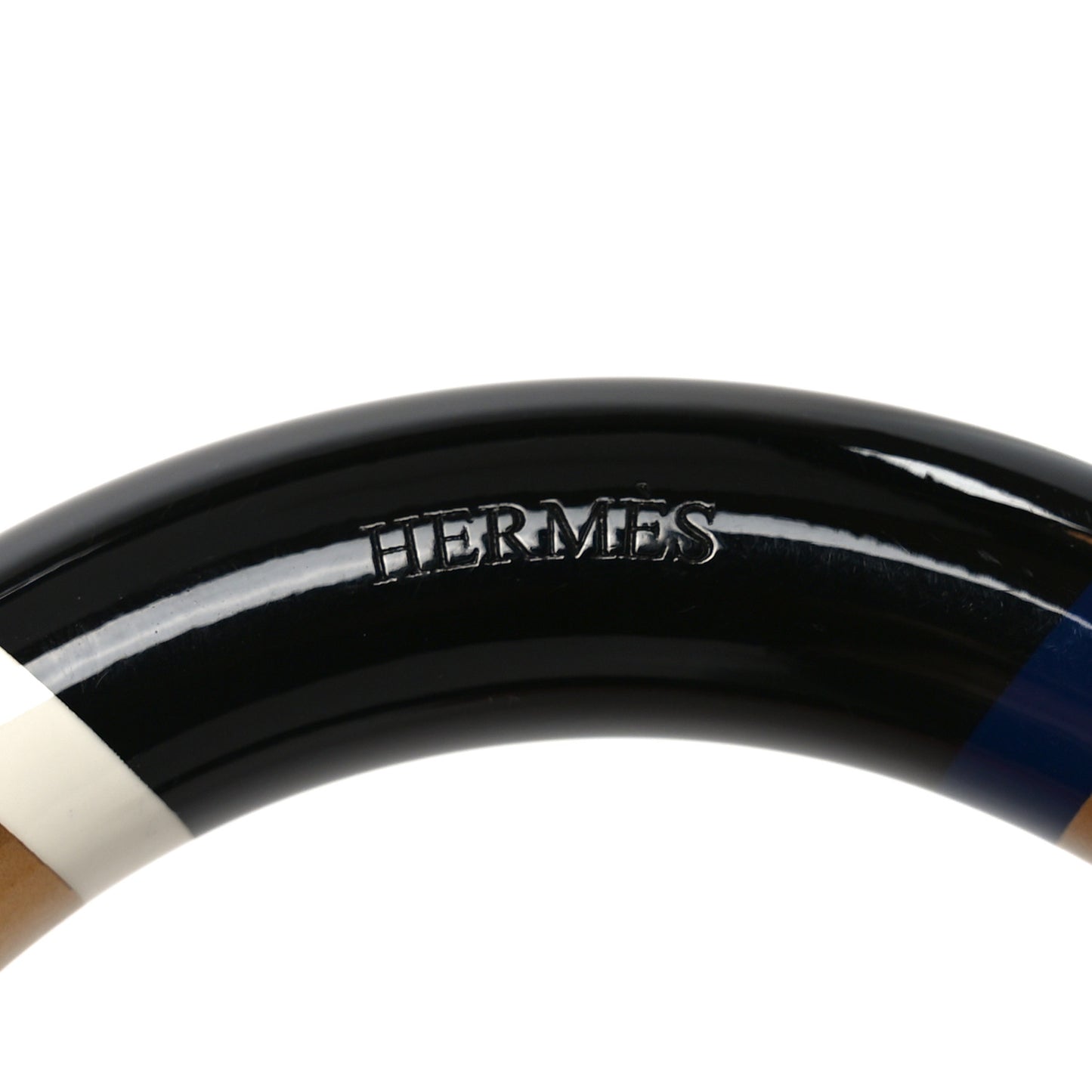 Lacquered Wood H Equipe GM Bangle Bracelet T3 Black Marine