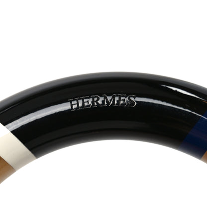 Hermes Lacquered Wood H Equipe GM Bangle Bracelet T3 Black Marine 4 of 6