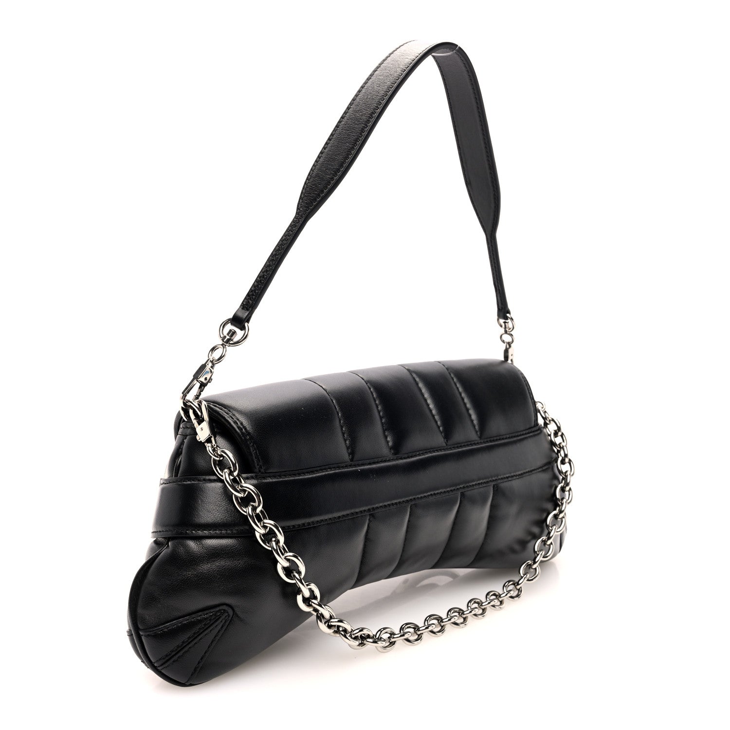 Gucci Nappa Vertical Matelasse Medium Maxi Horsebit Chain Shoulder Bag Black 3 of 9