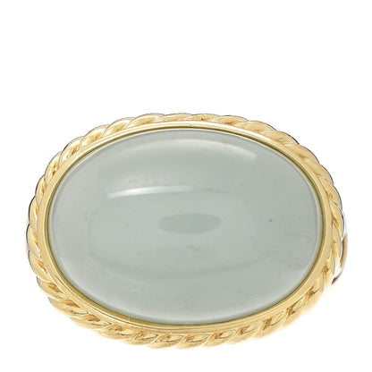 David Yurman 18K Yellow Gold Aquamarine 20mm Oval Signature Ring 51 5.75 1 of 5