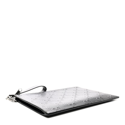 Gucci Calfskin GG Tennis Embossed Wristlet Pouch Black 4 of 9