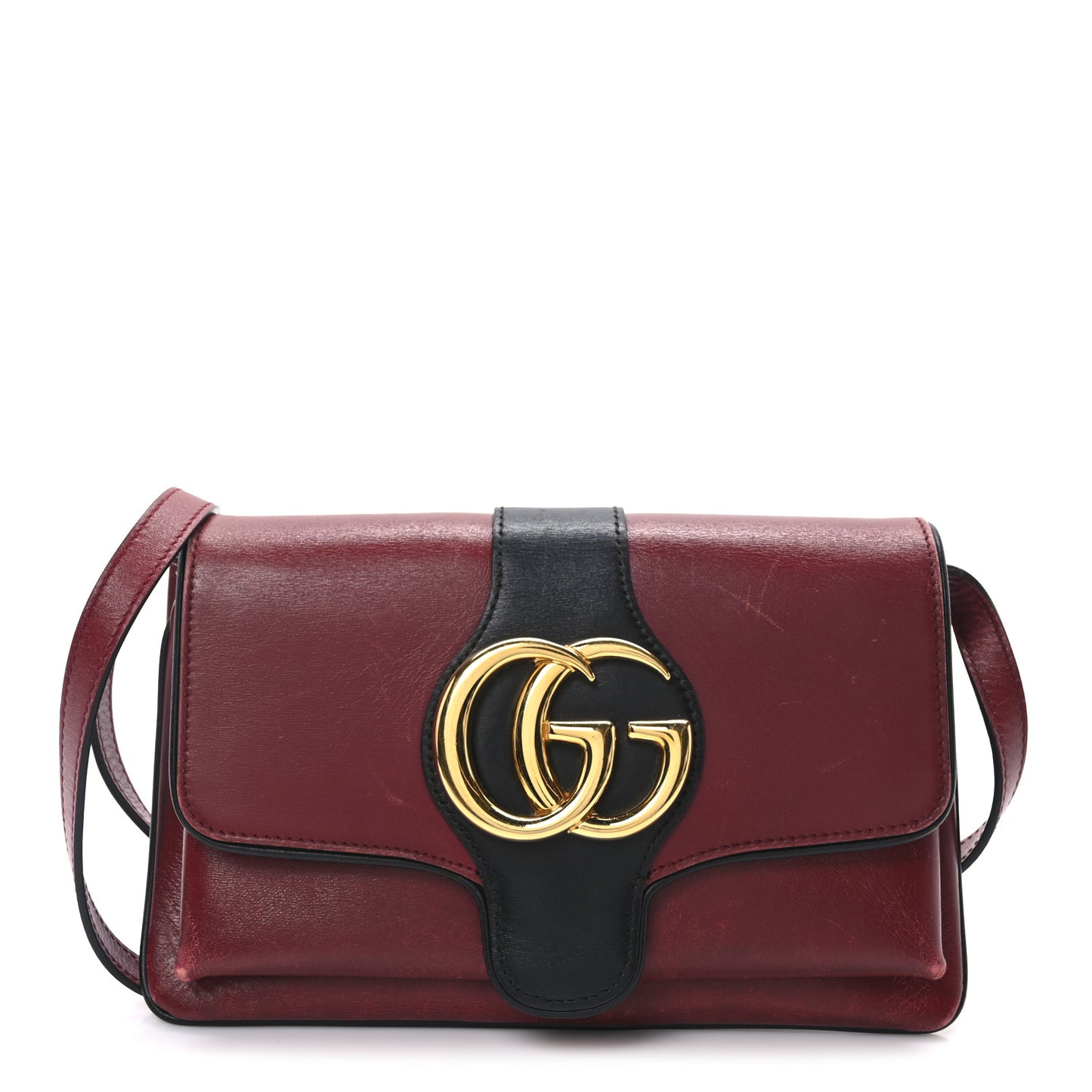 Vitello Palmellato Lux Bi-Color Small Arli Flap Shoulder Bag New Cherry Red Black