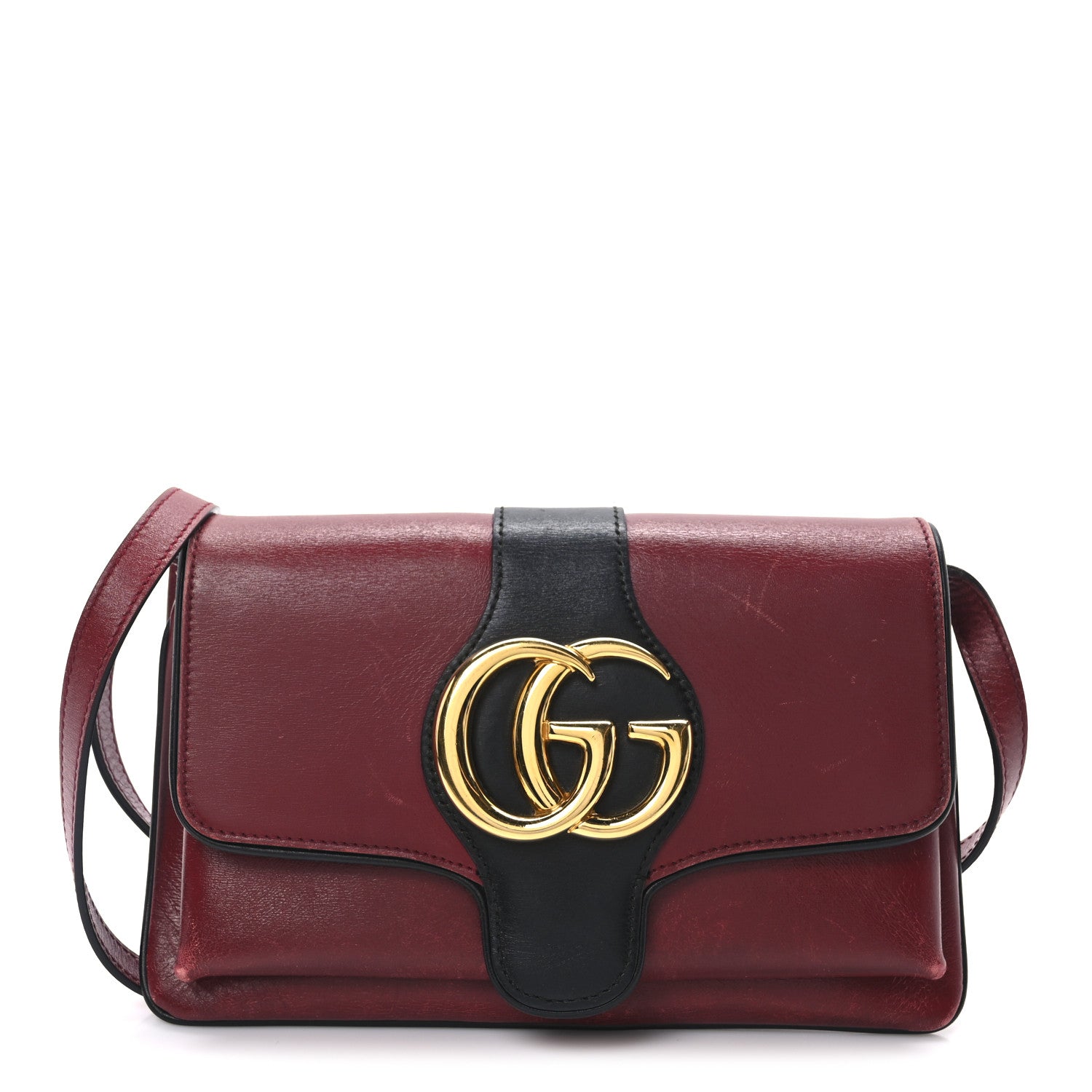 Gucci Vitello Palmellato Lux Bi-Color Small Arli Flap Shoulder Bag New Cherry Red Black 1 of 11