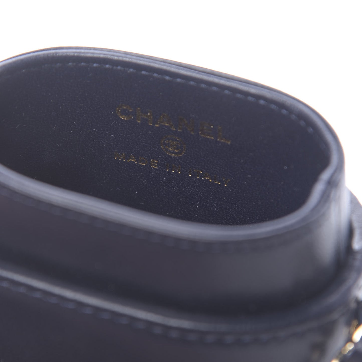 Lambskin Chain Around Phone Holder Black