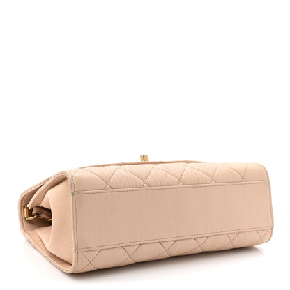 Chanel Crumpled Lambskin Quilted Small CC Links Top Handle Flap Beige 4 of 18