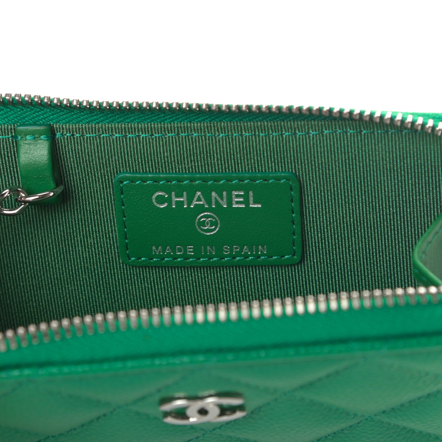 Chanel Caviar Quilted Zipped Key Holder Case Green 6 of 8