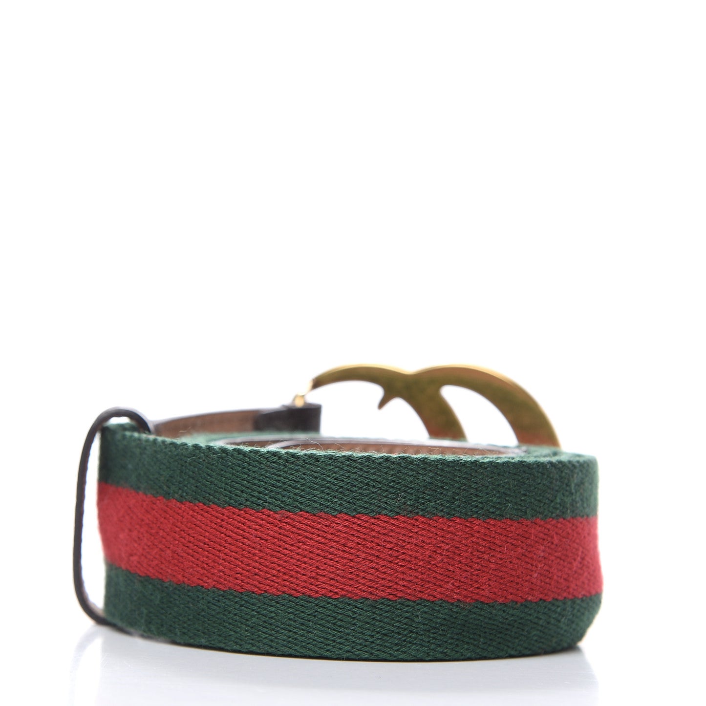 Nylon Textured Calfskin Double G Web 40mm Belt 90 36 Green Red Dark Cocoa
