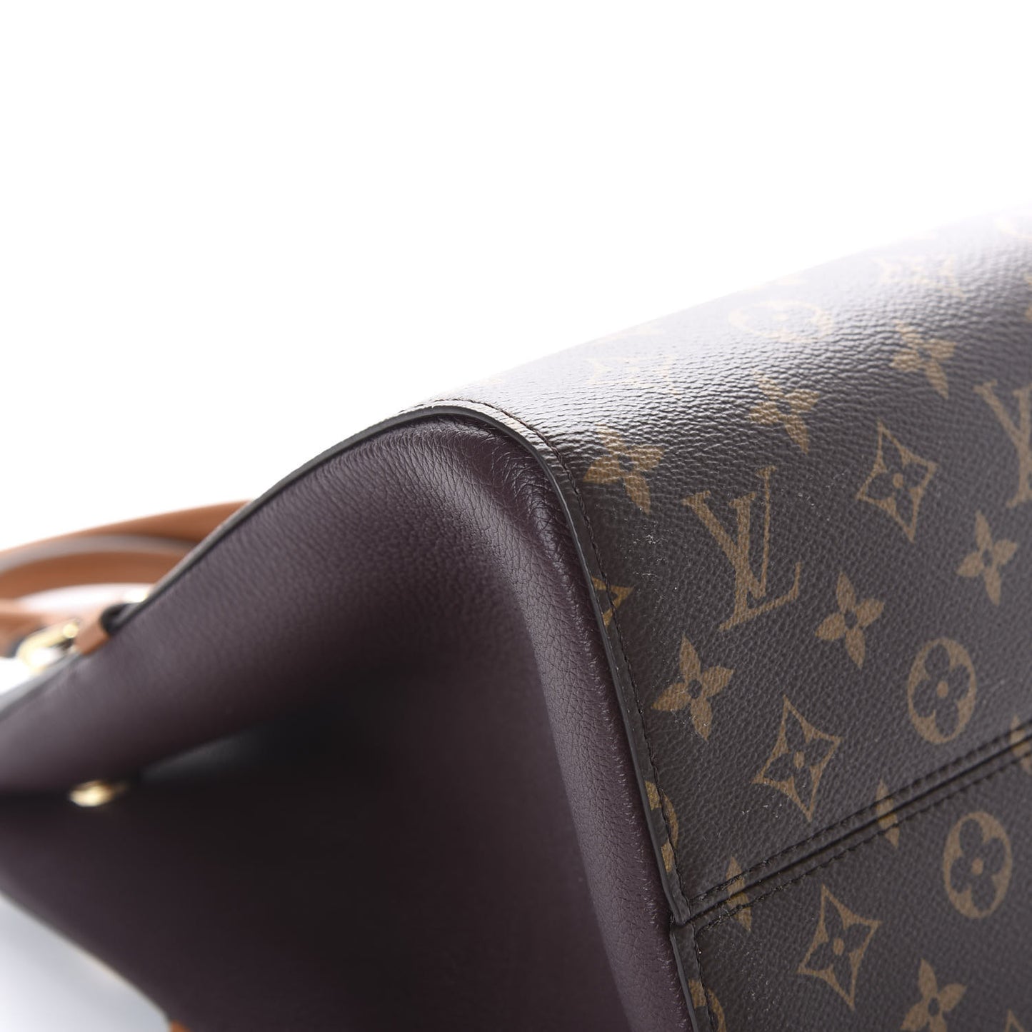 Calfskin Monogram Fold Tote MM Black Wine Cream